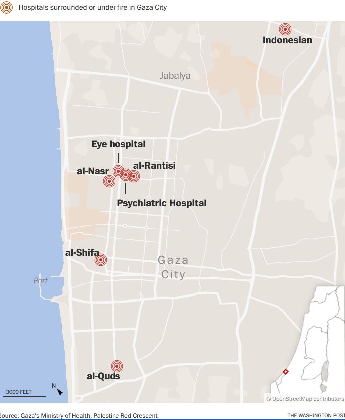 Σε κλοιό τα νοσοκομεία της Γάζας – «Αμαχοι τράπηκαν σε φυγή»-1