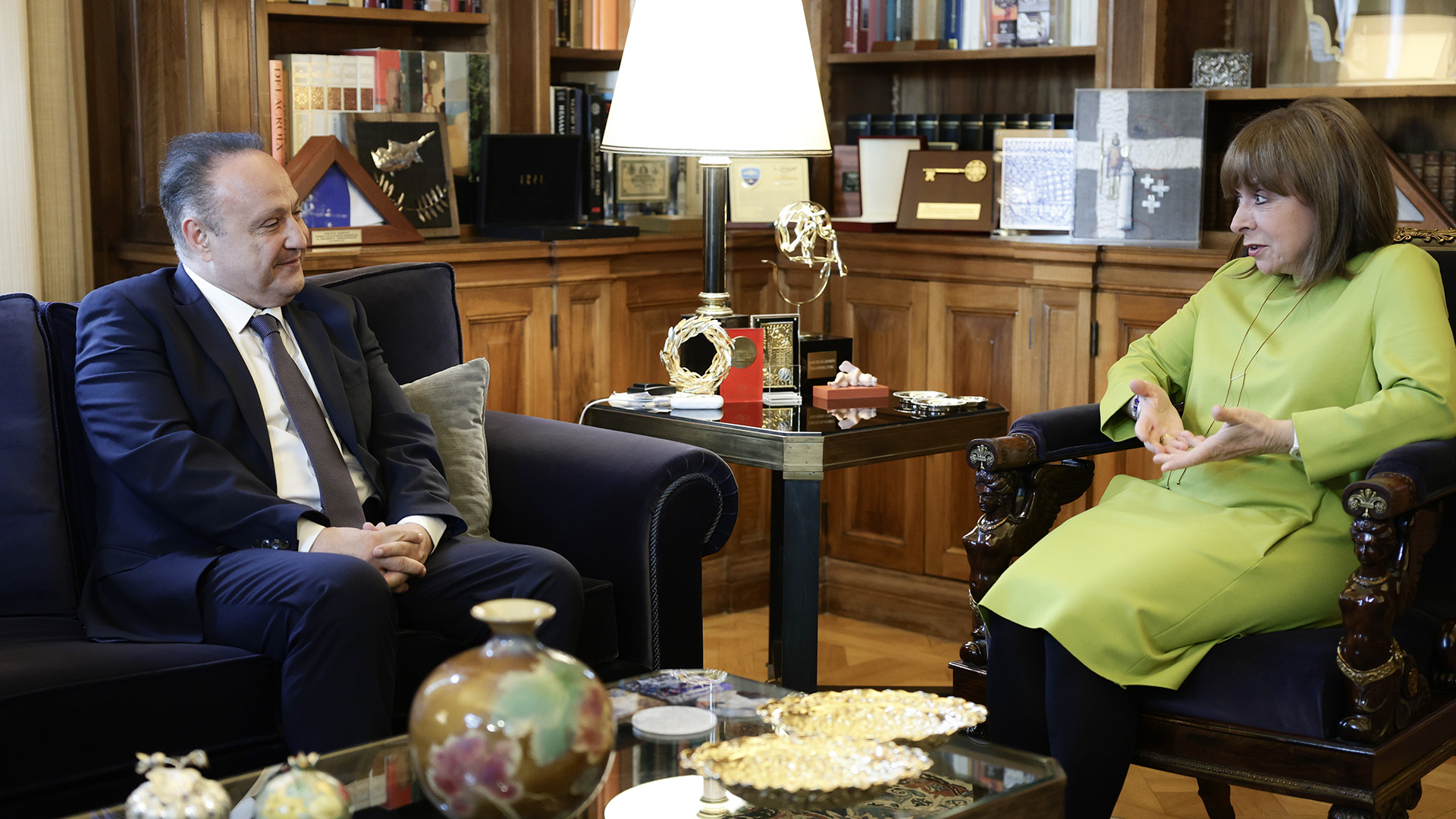 Συνάντηση της Πρόεδρου της Δημοκρατίας με τον δήμαρχο Θεσσαλονίκης, Στ. Αγγελούδη-1