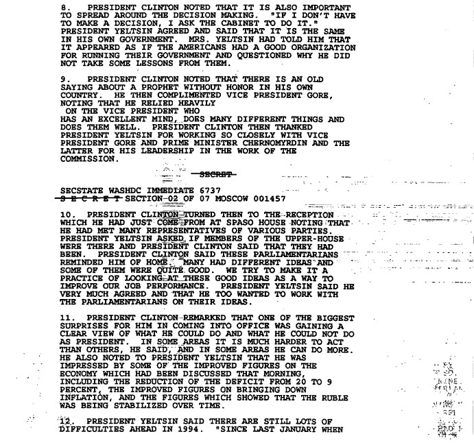 Συνομιλίες Γέλτσιν – Κλίντον το 1994, όταν η Ρωσία ζητούσε να μπει στο ΝΑΤΟ-2