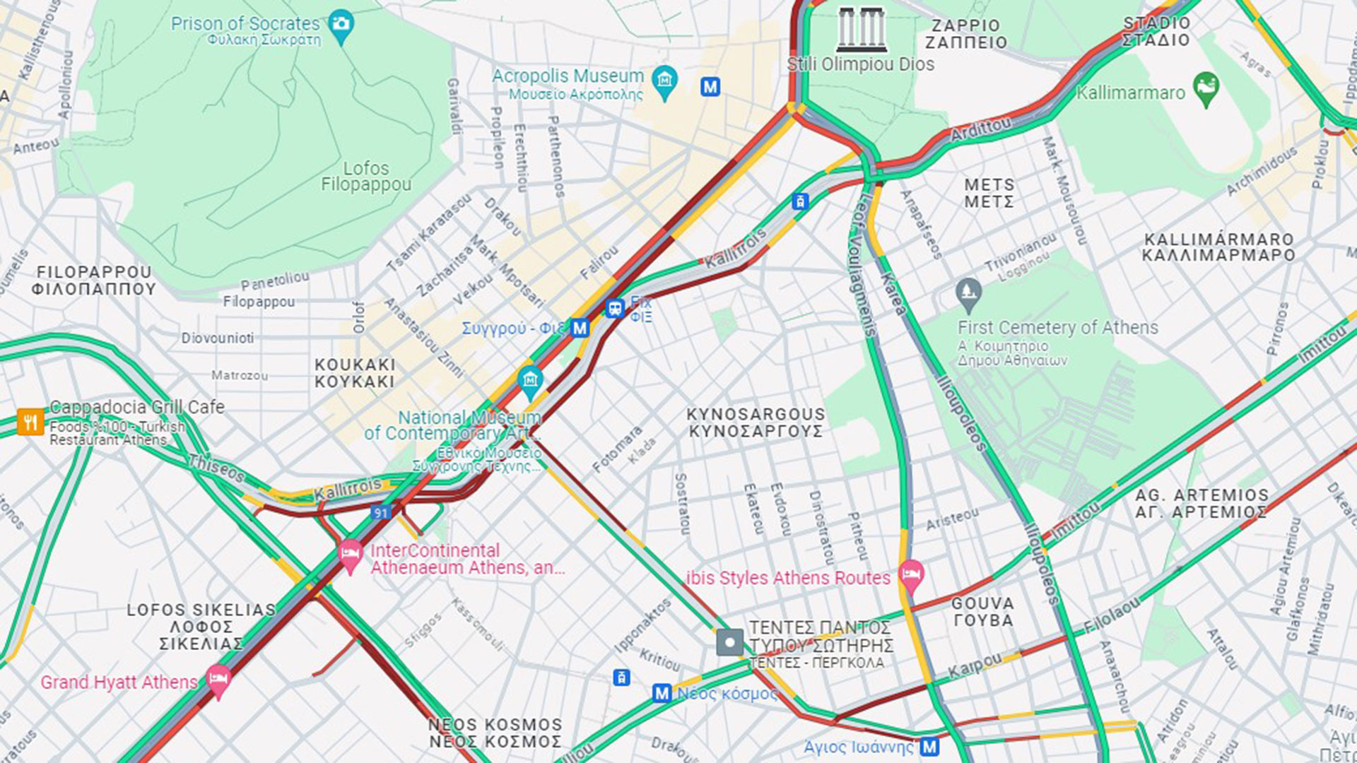 Στο «κόκκινο» η κίνηση στους δρόμους της Αθήνας – Ουρές σε Συγγρού και Κηφισό-1