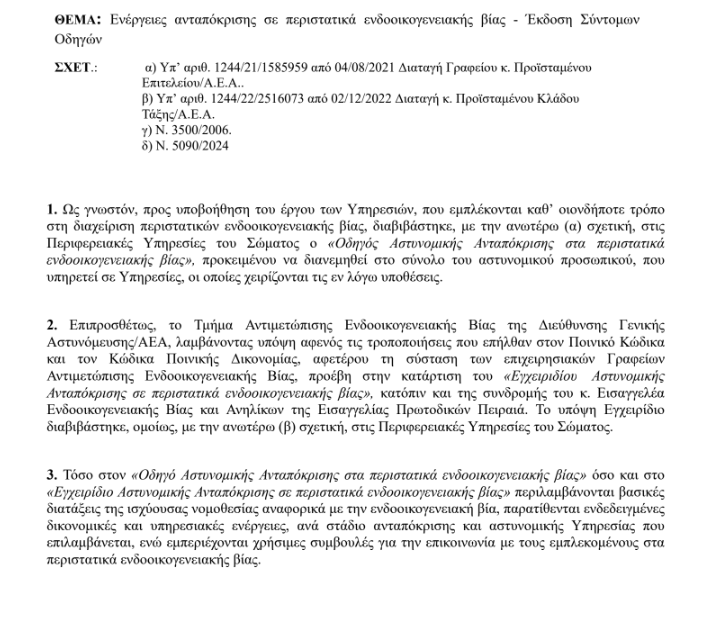 ΕΛ.ΑΣ.: Το νέο εγχειρίδιο για την αντιμετώπιση της ενδοοικογενειακής βίας-1