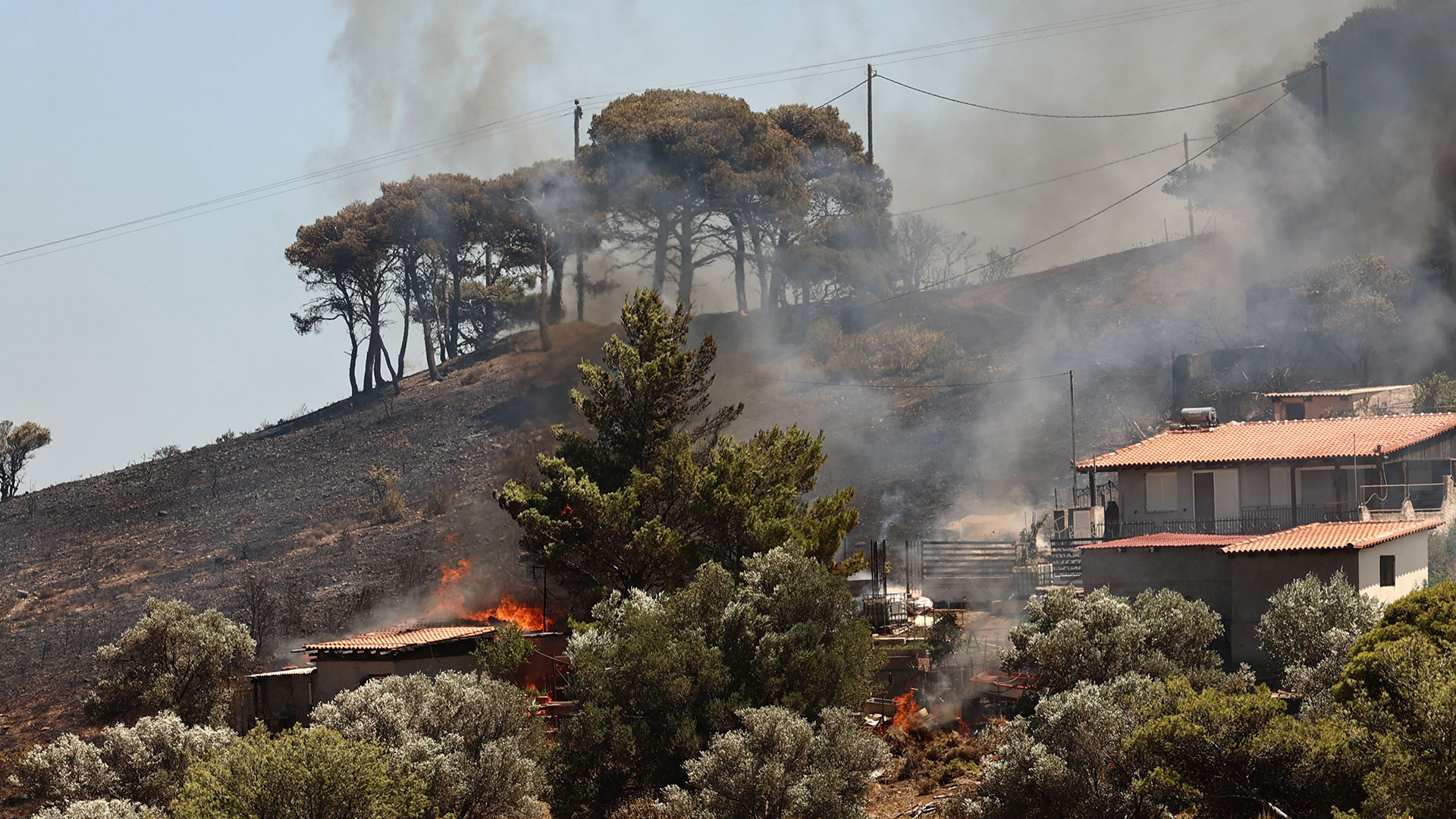 Φωτιά στην Κερατέα: Ισχυρές επίγειες και εναέριες δυνάμεις – Εκκενώσεις περιοχών, σπίτια στις φλόγες-7