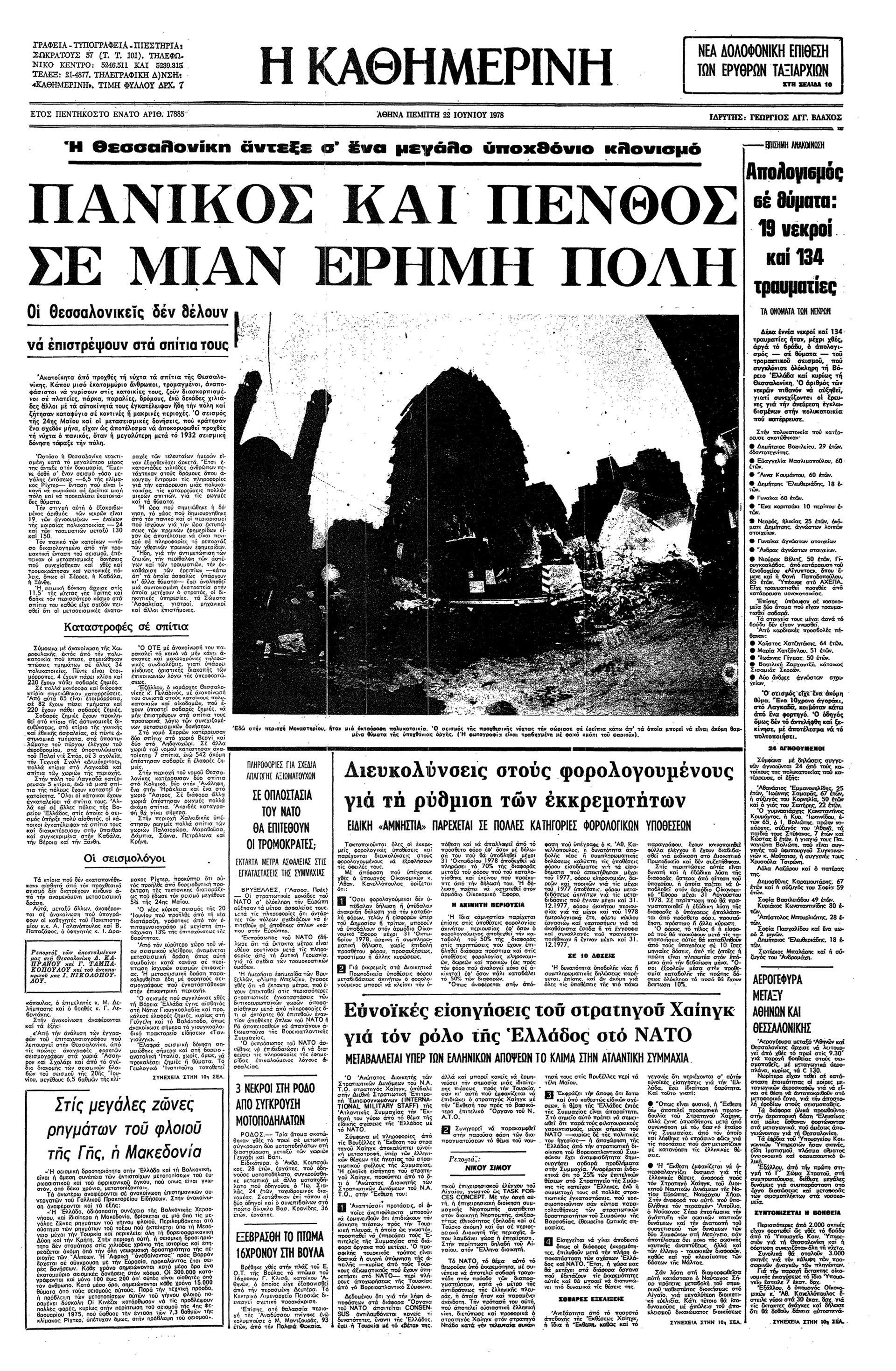 Σαν σήμερα: 20 Ιουνίου 1978 – Ο φονικός σεισμός στη Θεσσαλονίκη-1