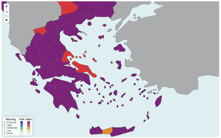 Διαδραστικός χάρτης: Σε «ακραίο κίνδυνο θνησιμότητας» λόγω ζέστης η χώρα-1