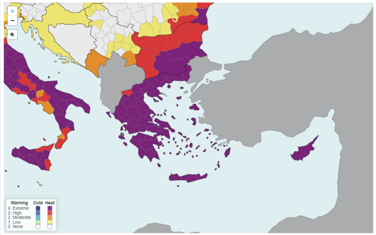 Διαδραστικός χάρτης: Σε «ακραίο κίνδυνο θνησιμότητας» λόγω ζέστης η χώρα-2