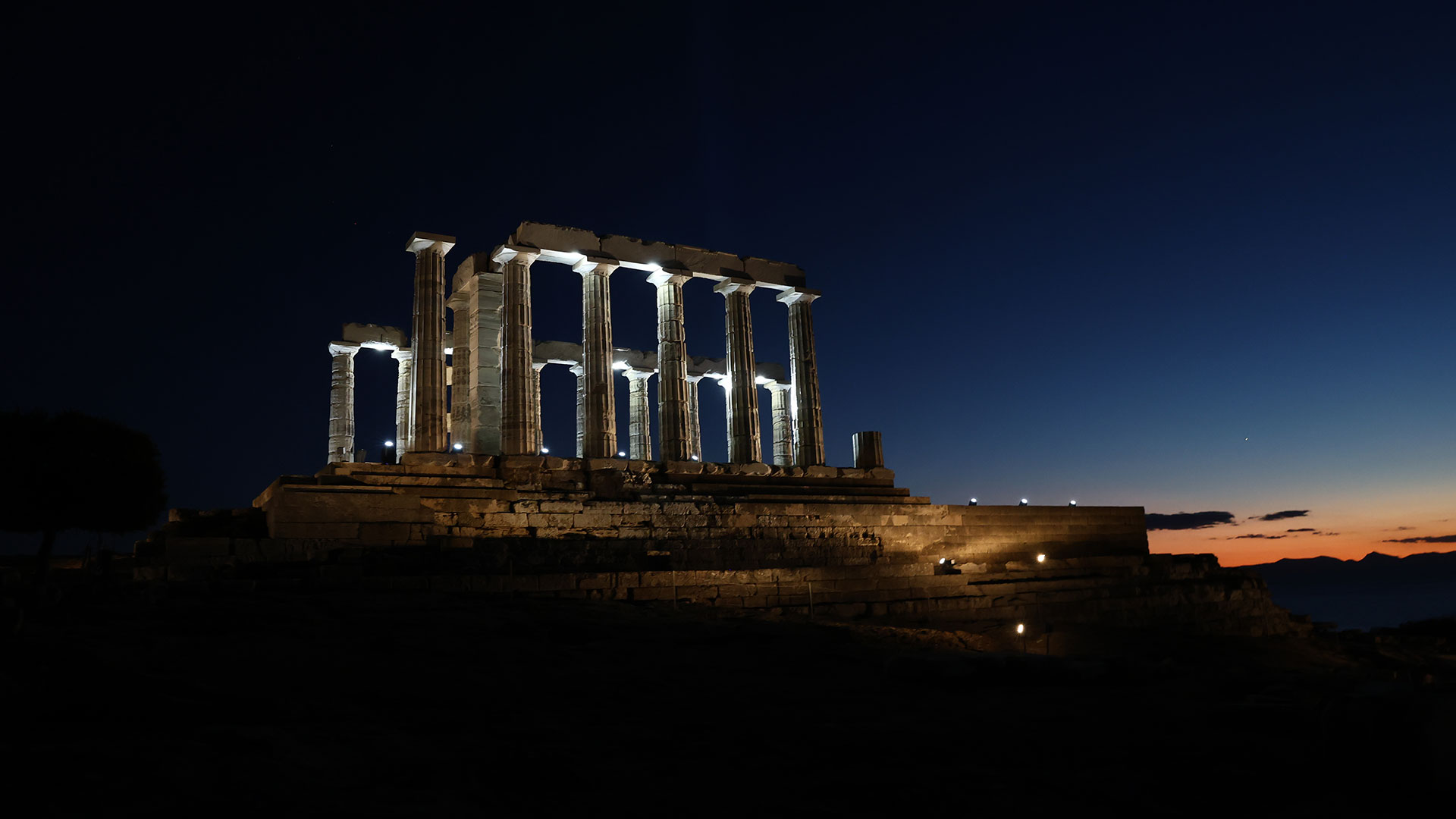 Νέος φωτισμός στον ναό του Ποσειδώνα στο Σούνιο-5