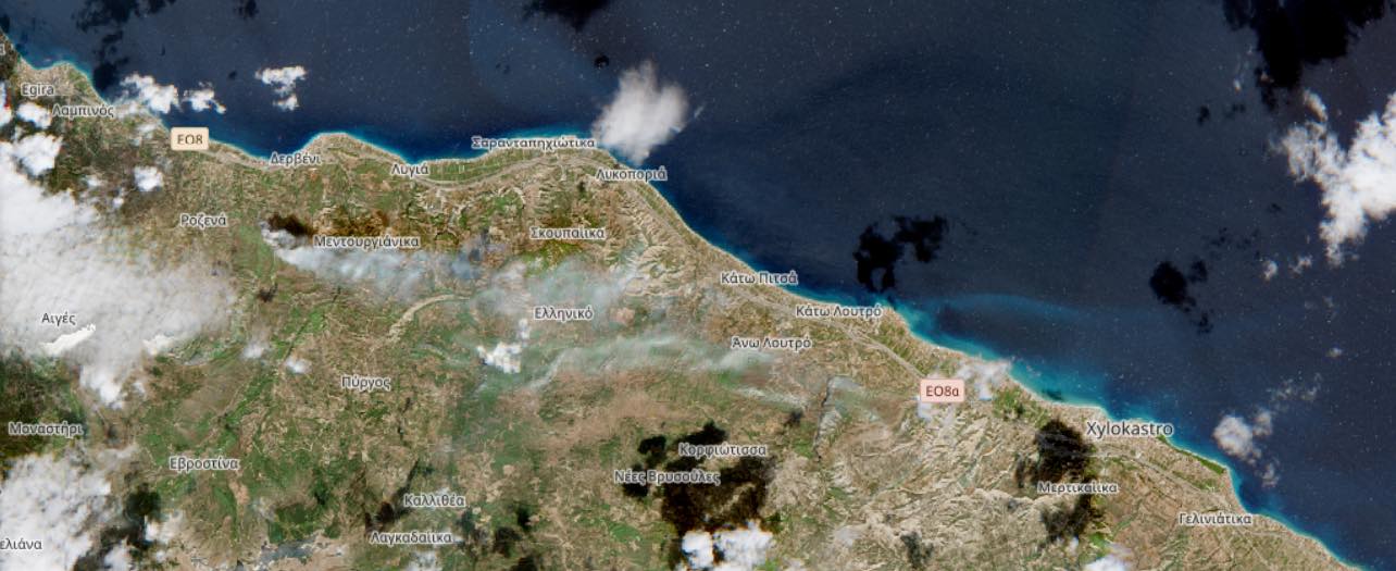 Φωτιά στην Κορινθία: Δορυφορικές εικόνες από το πύρινο μέτωπο-3