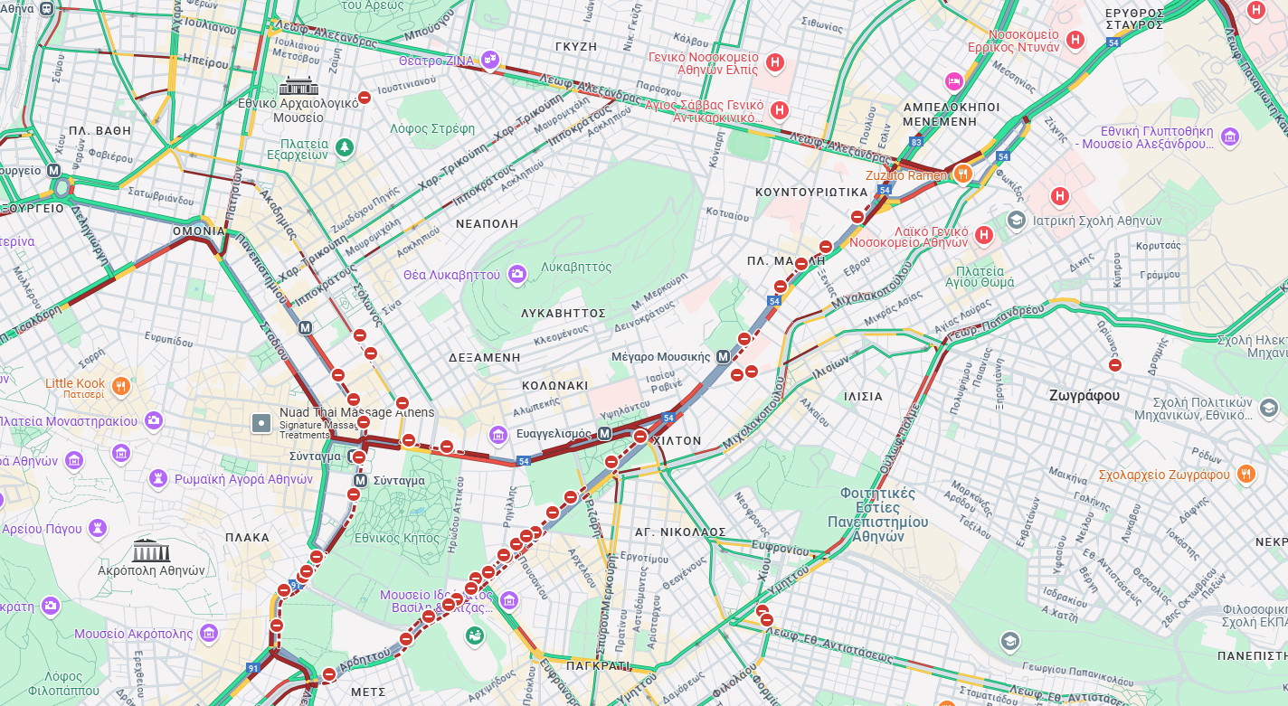 Κυκλοφοριακό κομφούζιο στο κέντρο της Αθήνας-1