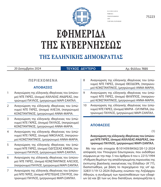 Τέως βασιλική οικογένεια: Στο ΦΕΚ η απόφαση ανάκτησης της ελληνικής ιθαγένειας-1