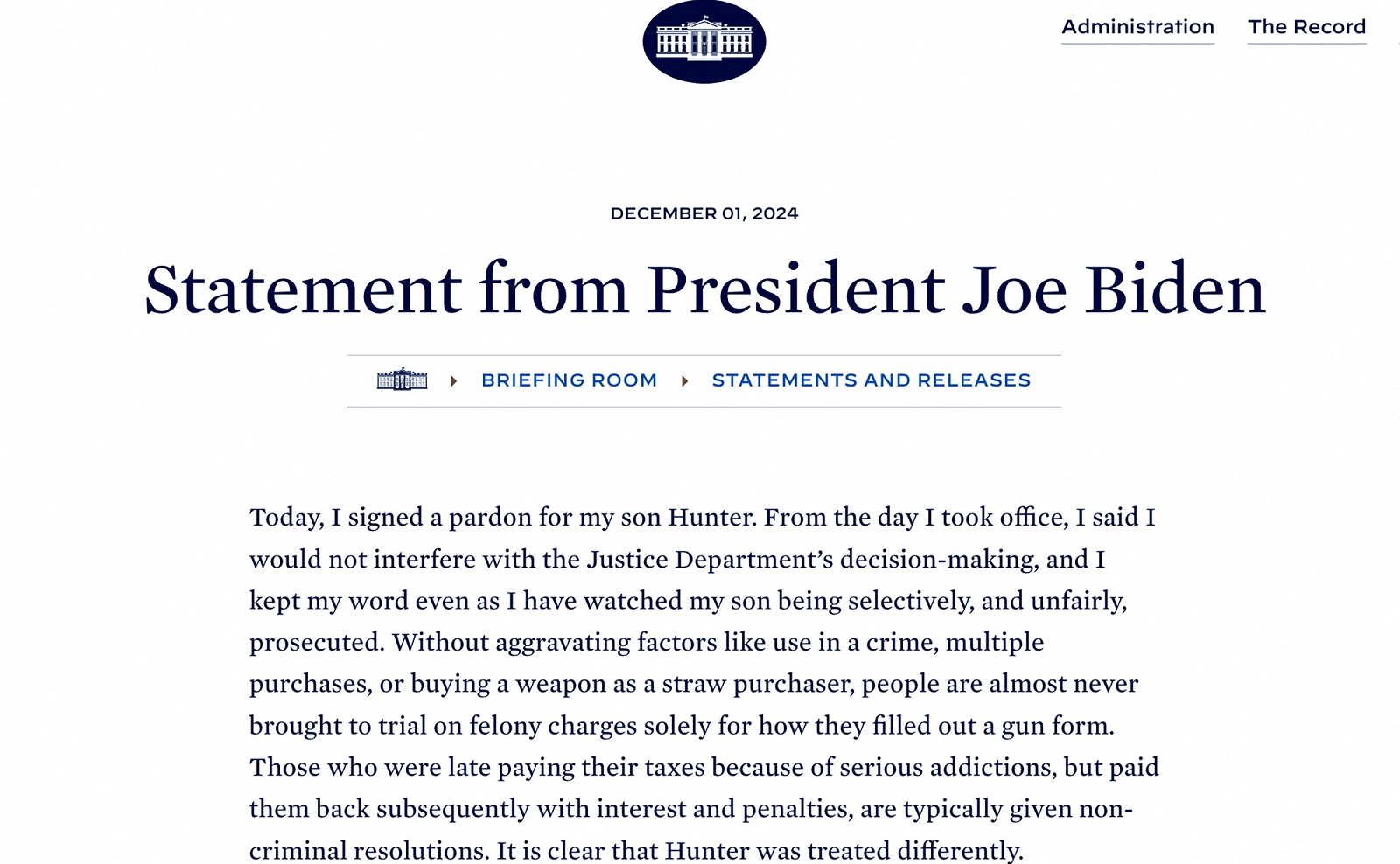 ΗΠΑ: Χάρη στον γιο του, Χάντερ, απένειμε ο πρόεδρος Μπάιντεν-1