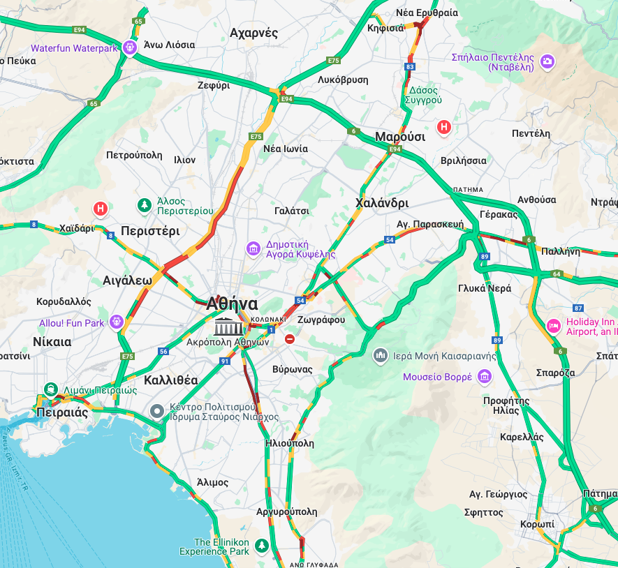 Στο «κόκκινο» η κίνηση στην Αθήνα – Μποτιλιάρισμα και καθυστερήσεις σε κεντρικούς δρόμους-1