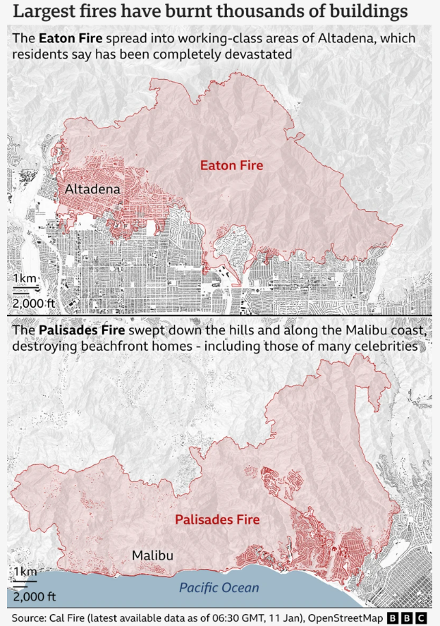 Φωτιές στο Λος Αντζελες: Νέες προειδοποιήσεις, συνεχίζονται οι εκκενώσεις – Οι χάρτες της καταστροφής-3
