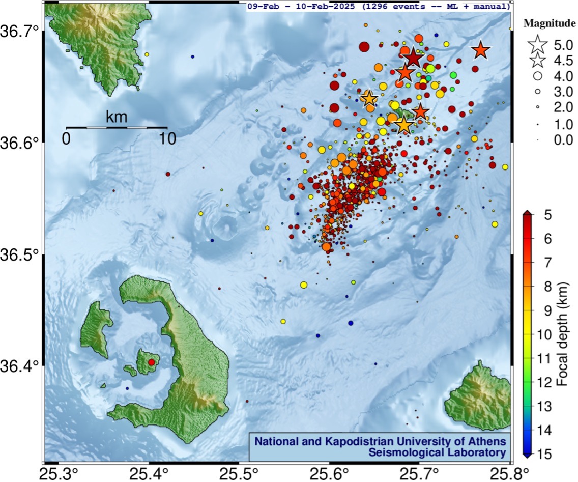 Σαντορίνη – Αμοργός: 109 σεισμοί τη Δευτέρα – Τα επίκεντρα των ισχυρότερων δονήσεων-1