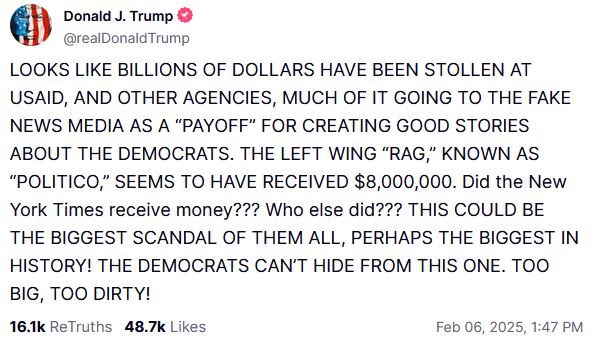 ΗΠΑ: Τι απαντούν τα αμερικανικά ΜΜΕ στις επιθέσεις Τραμπ για τις πληρωμές-1