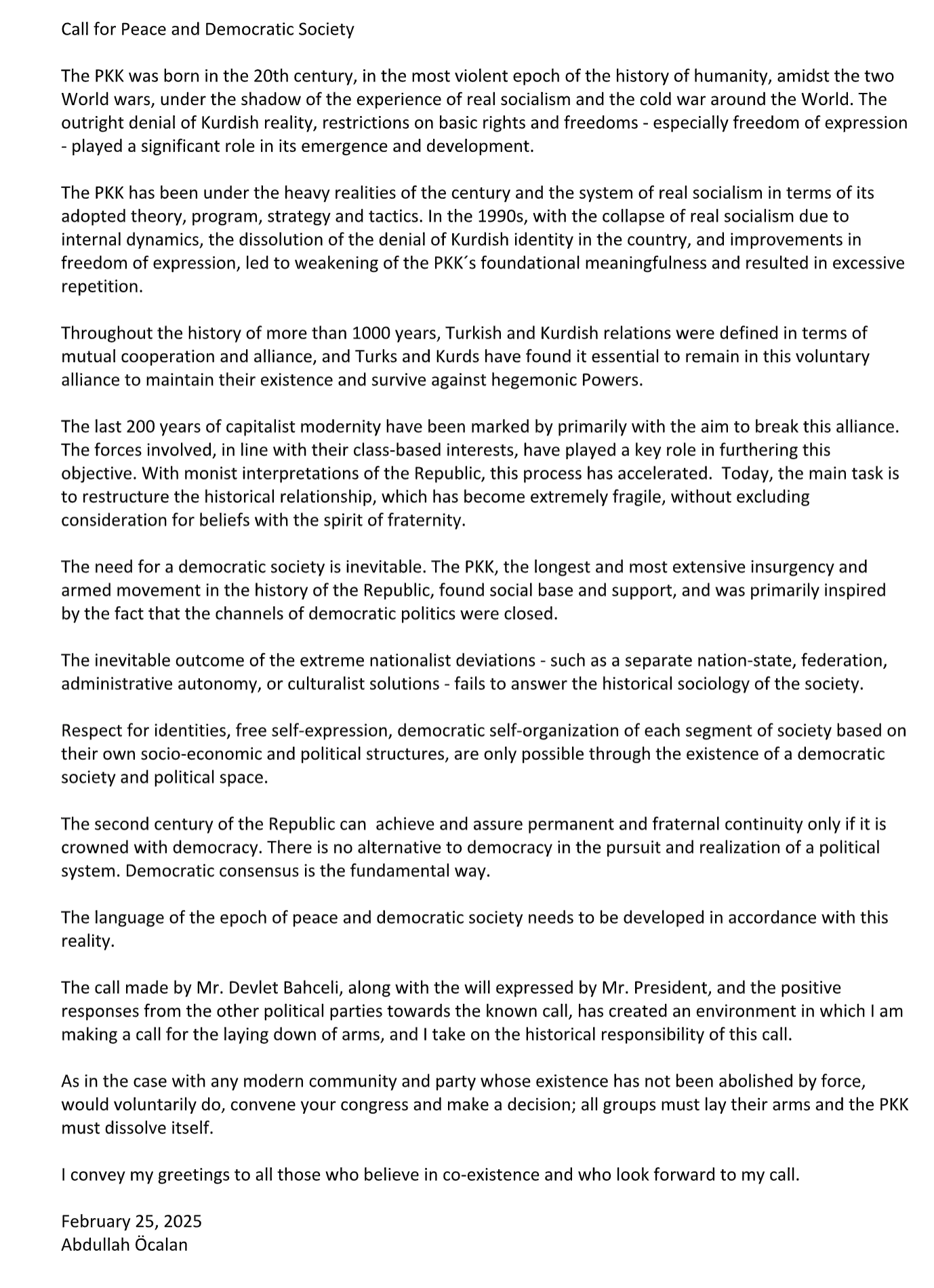 Αφοπλισμός σε ναρκοπέδιο – Οι αστερίσκοι πίσω από το ιστορικό μήνυμα Οτσαλάν-2