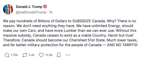 Ο Τραμπ επαναλαμβάνει την πρότασή του να γίνει ο Καναδάς η 51η αμερικανική πολιτεία-1