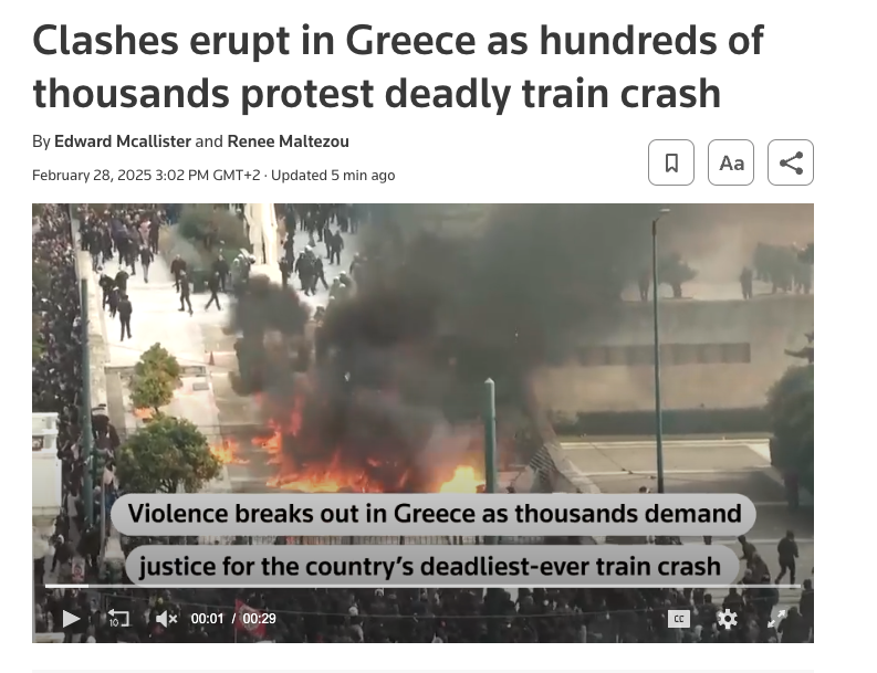 Τέμπη: Διεθνή ΜΜΕ καλύπτουν τις μαζικές διαδηλώσεις στην Ελλάδα-1