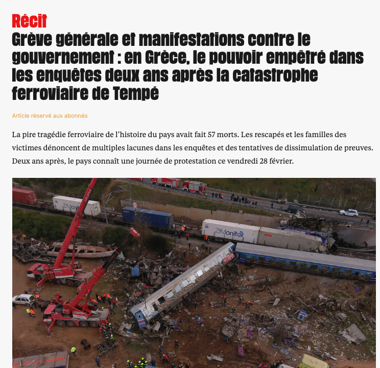 Τέμπη: Διεθνή ΜΜΕ καλύπτουν τις μαζικές διαδηλώσεις στην Ελλάδα-4