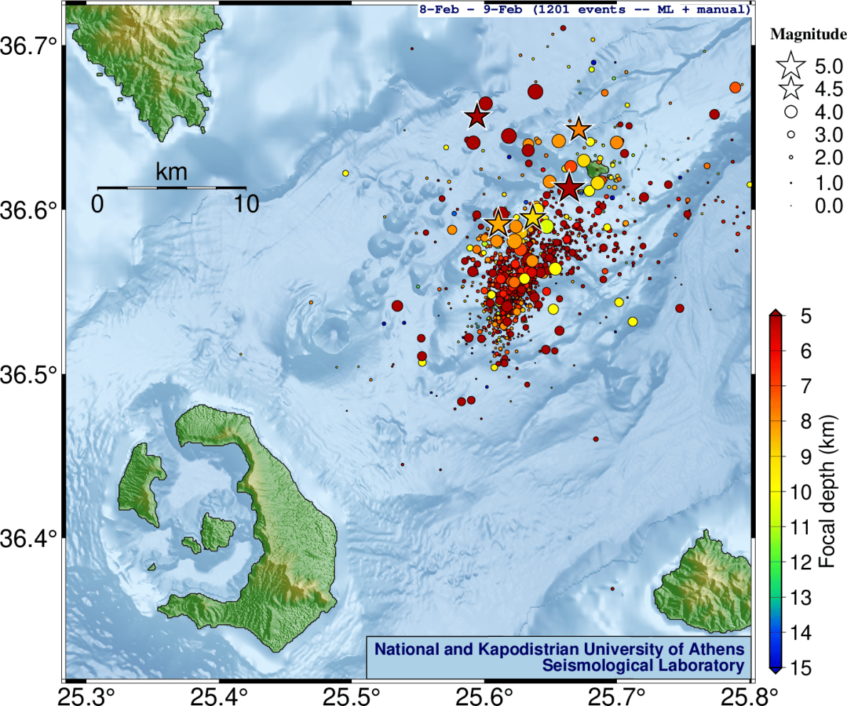 Σαντορίνη: 109 σεισμοί στις 9 Φεβρουαρίου – Πού καταγράφονται κατολισθήσεις-1