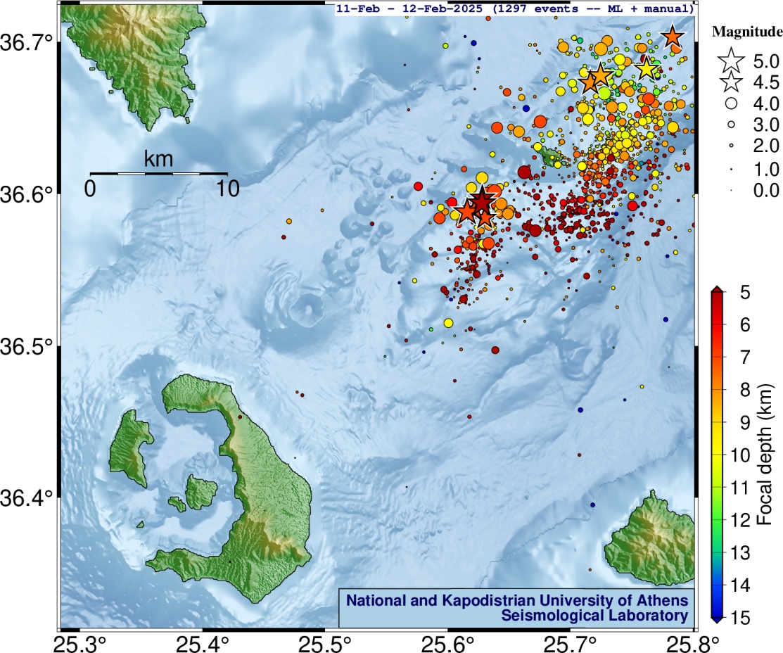 ΕΚΠΑ για Σαντορίνη: Τα επίκεντρα «δείχνουν» δύο ομάδες σεισμών-1