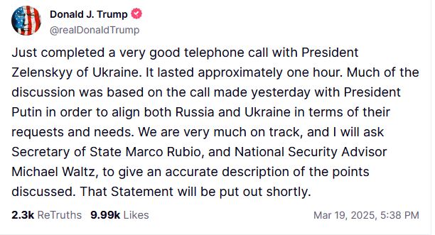 Τραμπ: «Πολύ καλή επικοινωνία» με Ζελένσκι – «Είμαστε στον σωστό δρόμο»-1