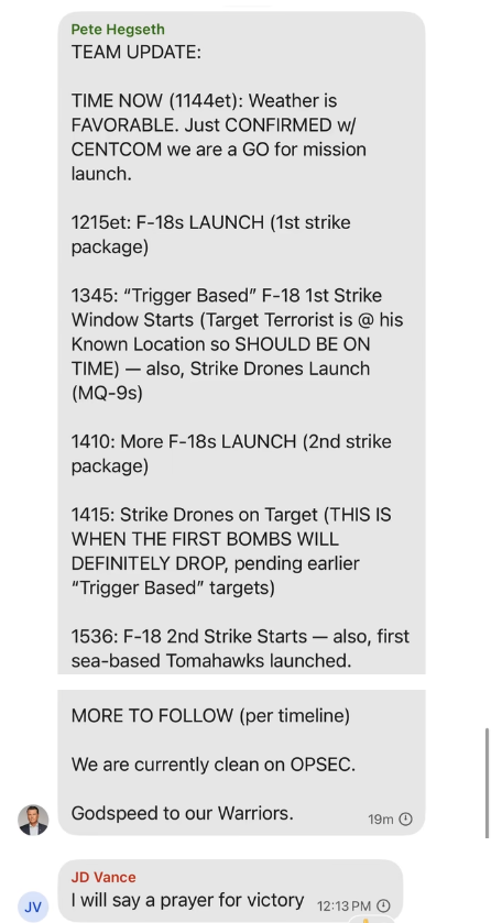 The Atlantic: Τα σχέδια επίθεσης που διέρρευσαν από τους συμβούλους του Τραμπ στο Signal-7