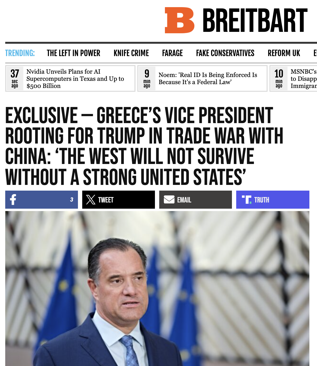 Αδωνις Γεωργιάδης στο Breitbart: «Η Ελλάδα είναι το σύμβολο της Δύσης σε μια πολύ ευαίσθητη περιοχή»-1