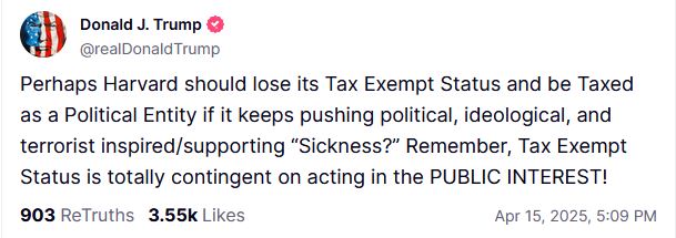 Ο Τραμπ απειλεί με αφαίρεση του φορολογικού καθεστώτος του Χάρβαρντ-1