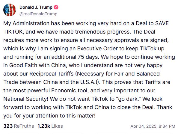 TikTok: Παράταση 75 ημερών με διάταγμα Τραμπ-1