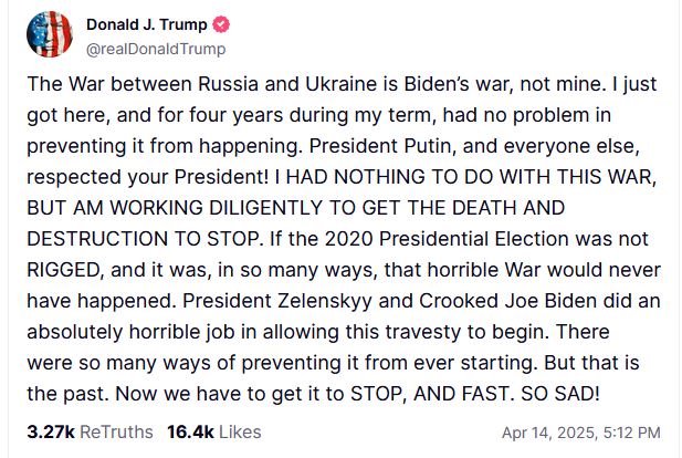 Τραμπ: Ο πόλεμος στην Ουκρανία είναι του Μπάιντεν, όχι δικός μου-1