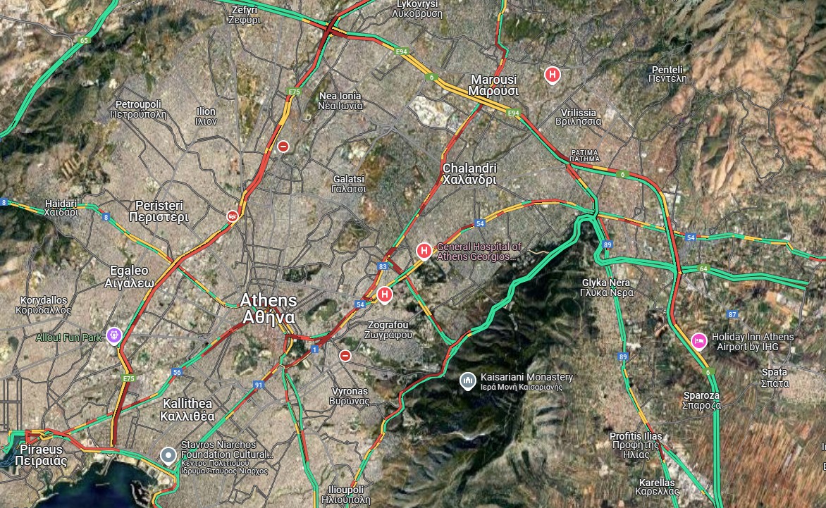 Κομφούζιο στο κέντρο της Αθήνας – Εντονο πρόβλημα σε Κηφισό και Κηφισίας-1
