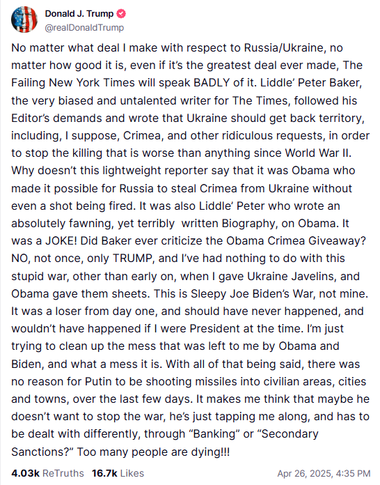 Ντ. Τραμπ: Ισως ο Πούτιν δεν θέλει να σταματήσει τον πόλεμο-1
