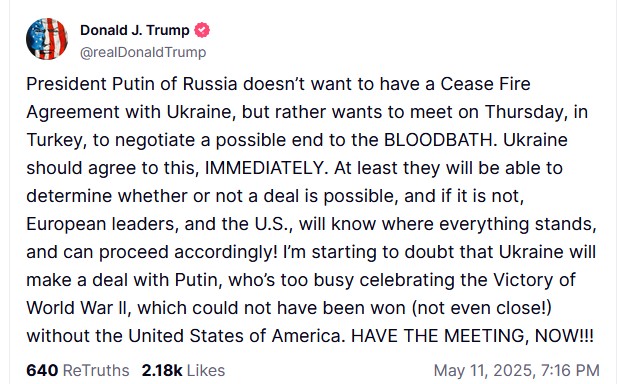 Πίεση Τραμπ σε Ουκρανία να προσέλθει στις συνομιλίες με Πούτιν-1