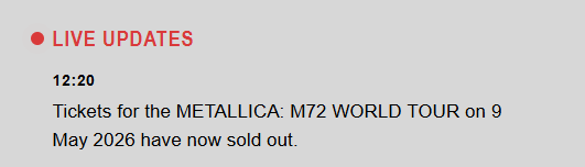 Sold out η συναυλία των Metallica στο ΟΑΚΑ-1