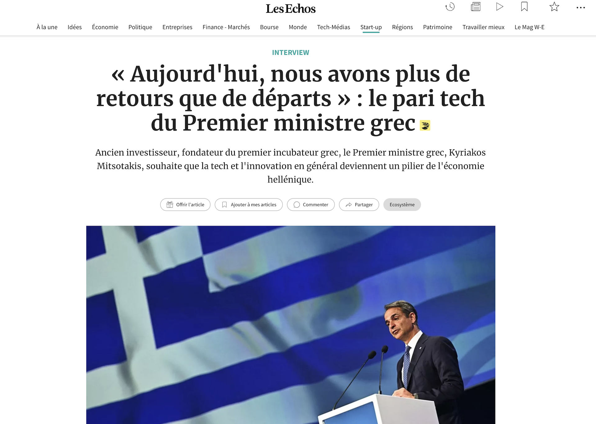 Μητσοτάκης στη Les Échos: Θέλουμε να διαφοροποιήσουμε την οικονομία πέραν του τουρισμού-1