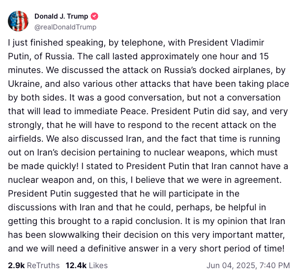 Επικοινωνία Τραμπ με Πούτιν: «Καλή συζήτηση αλλά δεν θα φέρει άμεση ειρήνη»-1