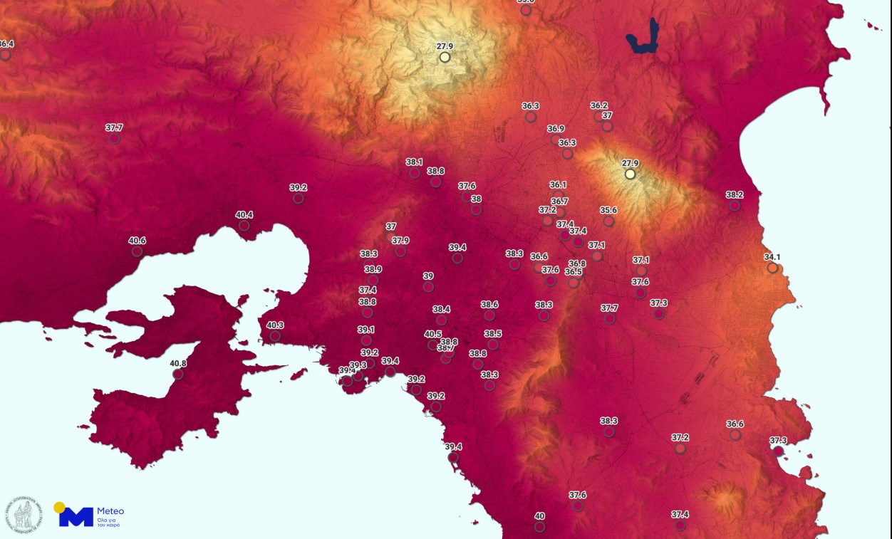 Meteo: Στους 43,2 βαθμούς το ρεκόρ θερμοκρασίας σήμερα – «Καμίνι» και η Αττική-2