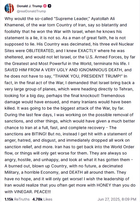Τραμπ: Εσωσα τον Χαμενεΐ από σίγουρο θάνατο – και δεν είπε ευχαριστώ-1
