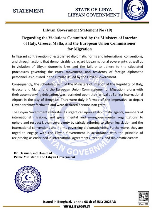 Λιβύη – Χαφτάρ: Ανεπιθύμητοι υπουργοί Ιταλίας, Ελλάδας και Μάλτας και ο επίτροπος Μετανάστευσης της Ε.Ε.-1