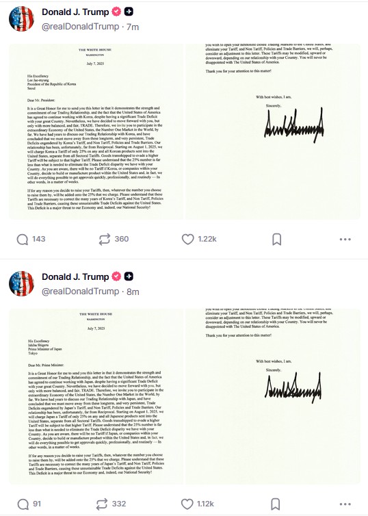 Ο Τραμπ ανακοινώνει δασμούς 25% σε Ιαπωνία και Νότια Κορέα από την 1η Αυγούστου-1