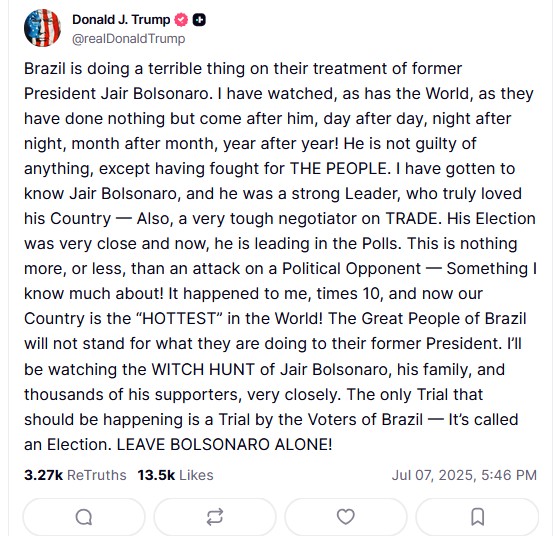 Τραμπ προς Βραζιλία: Αφήστε τον Μπολσονάρου ήσυχο-1