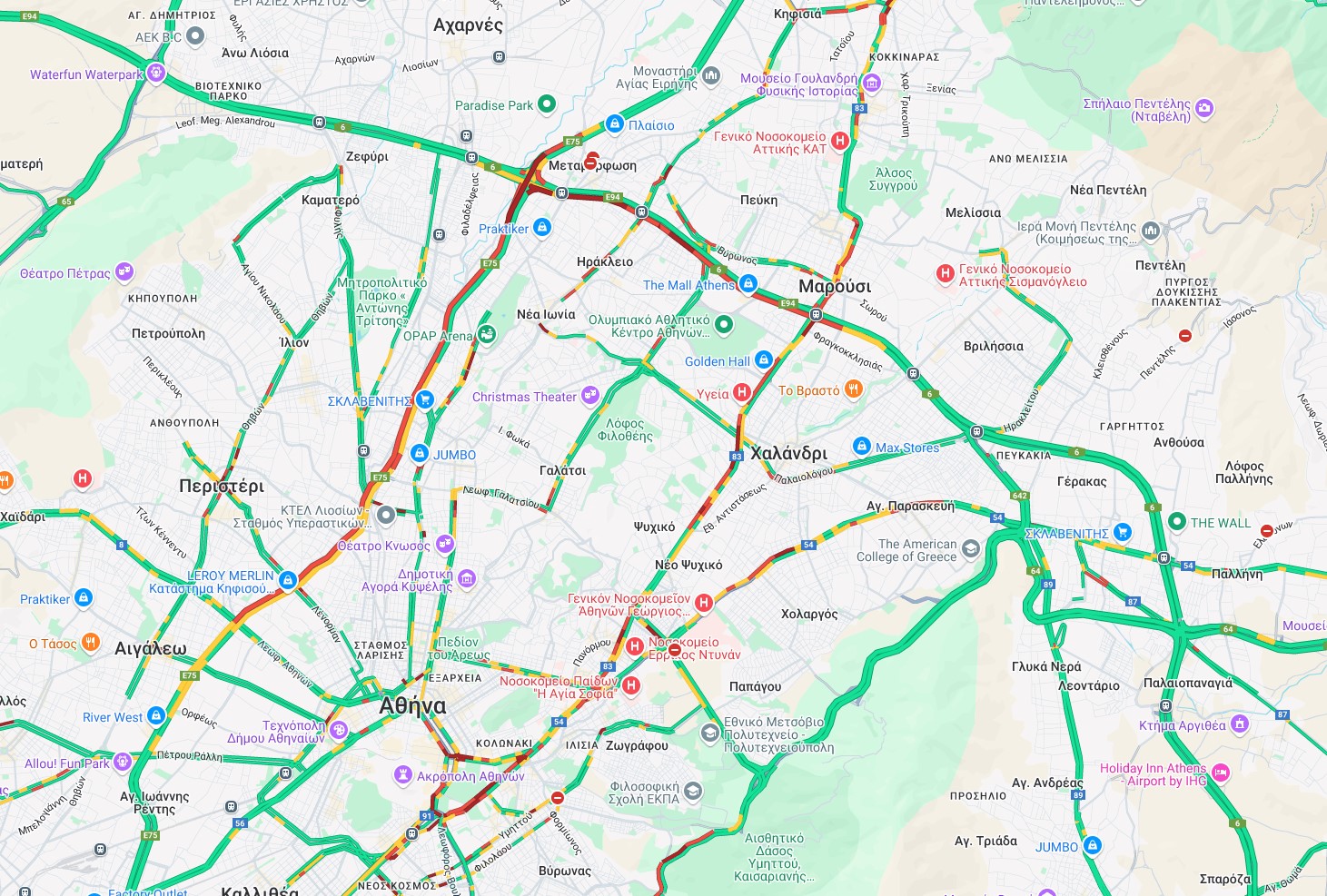 Μεγάλες καθυστερήσεις στην Αττική Οδό – Στο «κόκκινο» η κίνηση σε Κηφισό και Κηφισίας-1