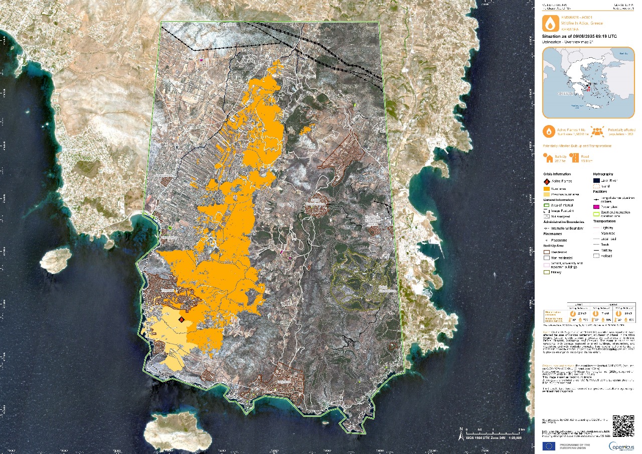 Τι κάηκε από τη φωτιά στην Κερατέα – Δορυφορική εικόνα της πληγείσας έκτασης-1