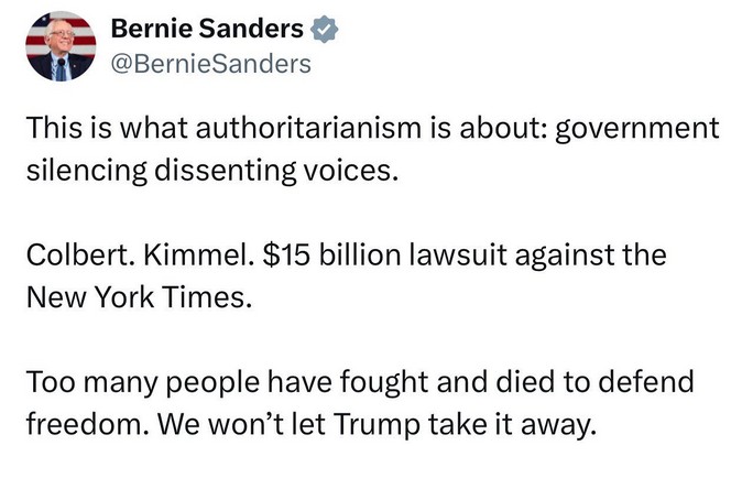 Σάντερς: Αυτό είναι ο αυταρχισμός – η φίμωση των αντιφρονούντων-1