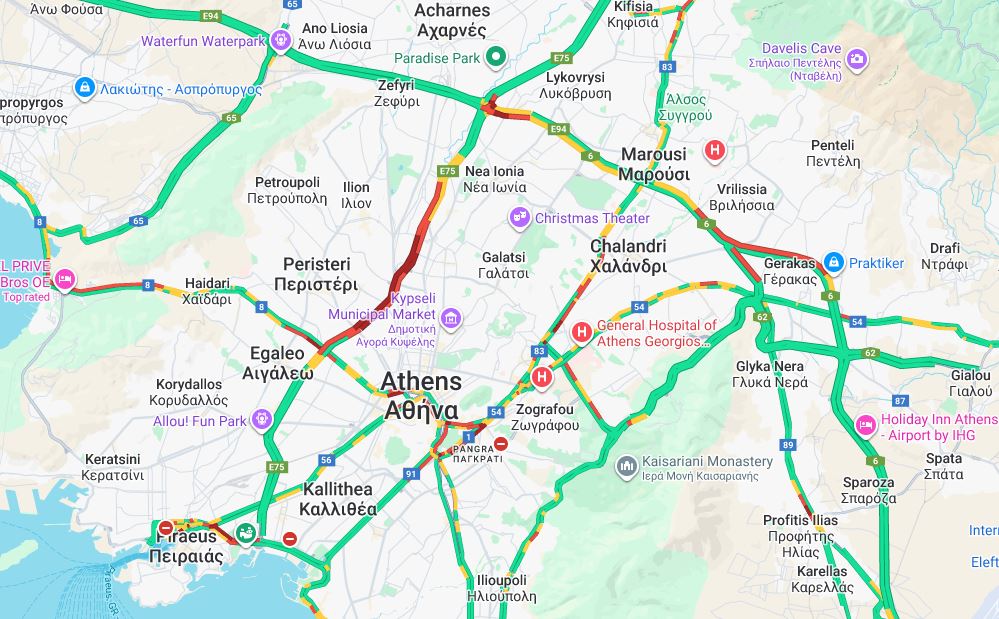 Αττική: Στο «κόκκινο» η κίνηση στους δρόμους – Πού παρατηρούνται καθυστερήσεις-1