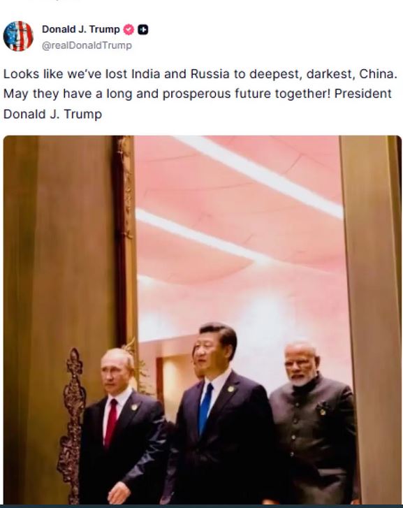 Τραμπ: «Χάσαμε την Ινδία και τη Ρωσία από τη βαθιά, σκοτεινή Κίνα»-1