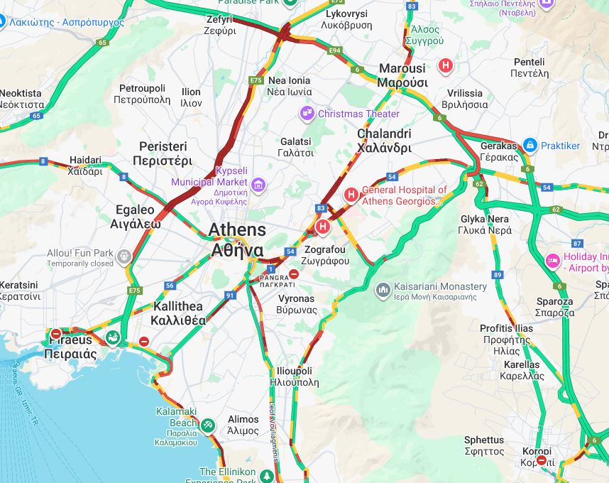 Κίνηση στους δρόμους: Δύσκολα και σήμερα στην Αττική – Στο «κόκκινο» ξανά ο Κηφισός (χάρτης)-1