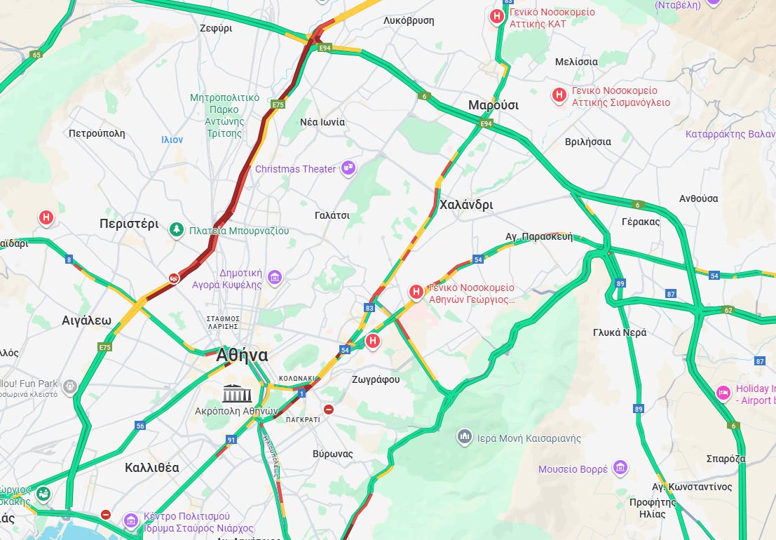 Κίνηση στους δρόμους: «Εμφραγμα» στον Κηφισό – Πού αλλού εντοπίζονται προβλήματα-1