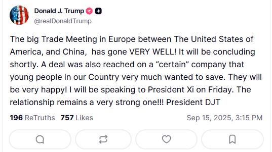 Τραμπ: Συμφωνία με την Κίνα για το TikTok – Επικοινωνία με τον Σι την Παρασκευή-1