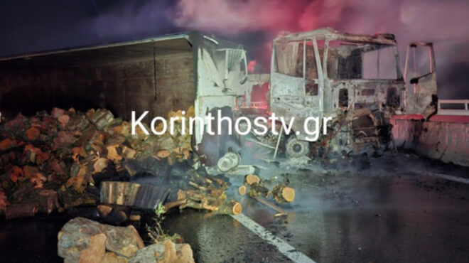 στις-φλόγες-νταλίκα-στην-εθνική-οδό-πα-563801464